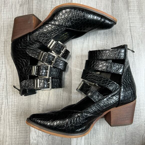 Buckle ARider Eleven Croco Heeled Ankle Closed Toe Sandel Boot Western Size 6 - Picture 3 of 10